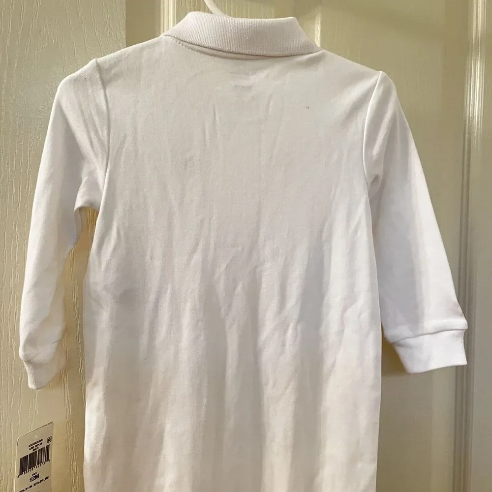Ralph Lauren White Embroidered Schiffli Coverall Romper Boys Size 12 Months NWT